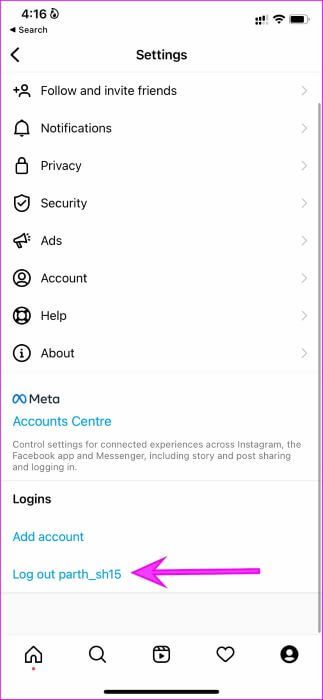 log-out-from-instagram-Cant-Share-My-Facebook-Post-to-Instagram إصلاح عدم مشاركة منشورات Facebook على Instagram