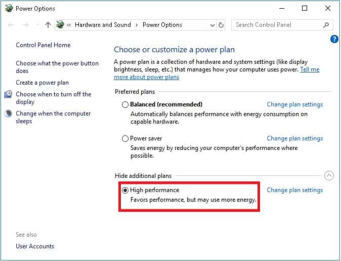 now-choose-the-high-performance-option-under-high كيفية إصلاح مشكلة تأخر مشاركة شاشة Discord