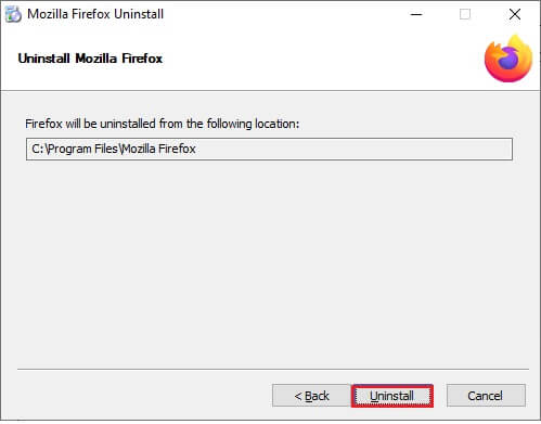 now-click-on-uninstall-1 إصلاح عدم استجابة Firefox