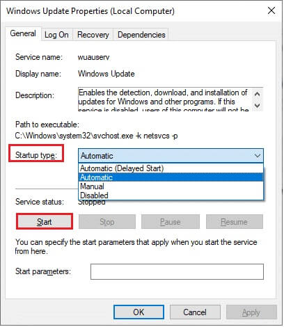 now-set-the-startup-type-to-automatic-1 إصلاح خطأ 0x8007000d في تحديث Windows