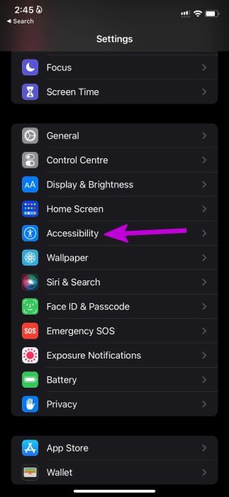 open accessibility menu - أفضل 7 طرق لإصلاح عدم عمل لقطات الشاشة على iPhone
