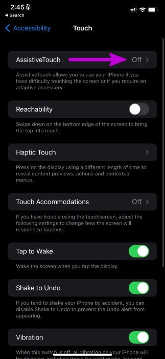 open assistivetouch menu - أفضل 7 طرق لإصلاح عدم عمل لقطات الشاشة على iPhone