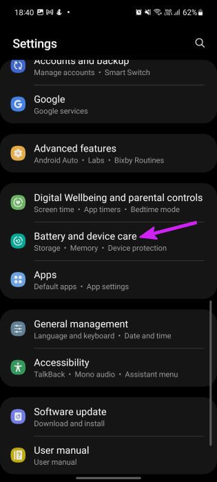open-battery-and-device-care-1 أفضل 9 طرق لإصلاح خطأ فشل الكاميرا في هواتف Samsung Galaxy