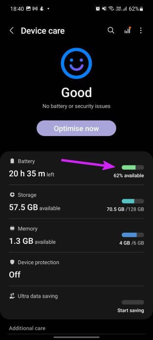 open-battery-menu أفضل 9 طرق لإصلاح خطأ فشل الكاميرا في هواتف Samsung Galaxy