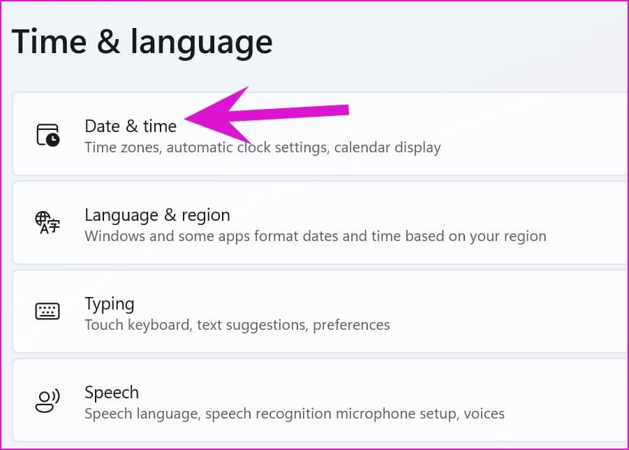 open-date-and-time-menu أفضل 8 طرق لإصلاح عدم عمل الإضاءة الليلية في Windows 11