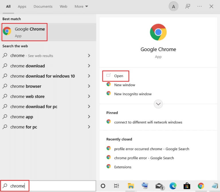 open-google-chrome-from-Windows-search-menu-768x669-2 كيفية تغيير Chrome كمتصفح افتراضي