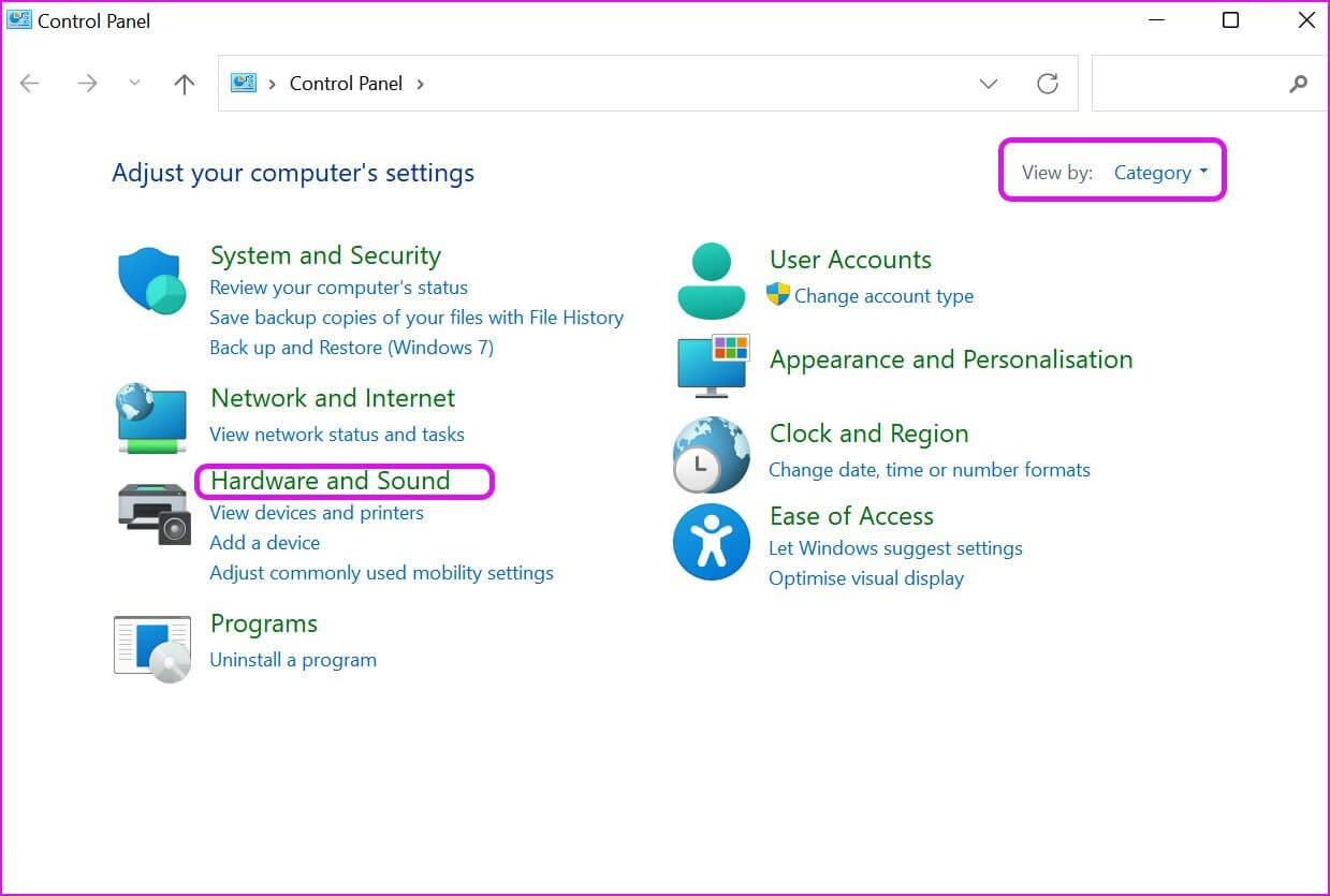 open-hardware-and-sound-fix-touchscreen-not-working-in-Windows-11 أفضل 9 طرق لإصلاح عدم عمل شاشة اللمس في Windows 11