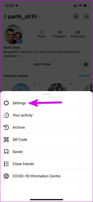 open-instagram-settings-fix-instagram-add-yours-sticker-not-working-1 أفضل 7 طرق لإصلاح عدم عمل إضافة ملصق Instagram