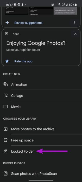 open-locked-folder-in-google-photos أفضل 3 طرق لإخفاء الصور ومقاطع الفيديو على هواتف Samsung Galaxy