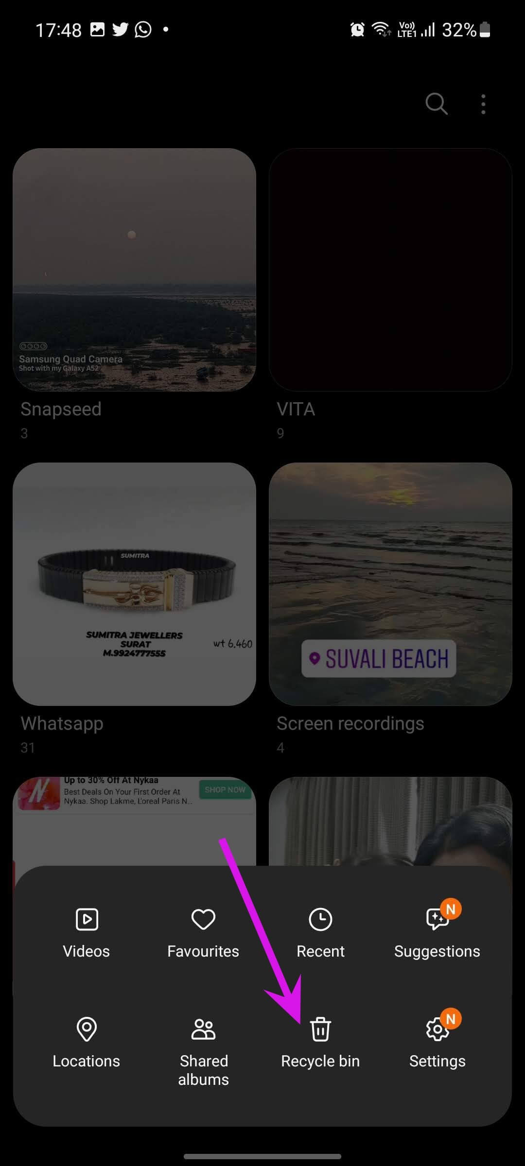 open-recycle-bin-recover-deleted-photos-on-samsung كيفية استرداد الصور المحذوفة من هواتف Samsung Galaxy