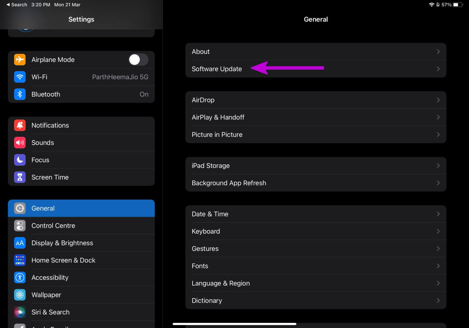 open-software-update-menu-fix-microphone-not-working-on-iPad-1536x1073-1 إصلاح عدم عمل الميكروفون على iPad