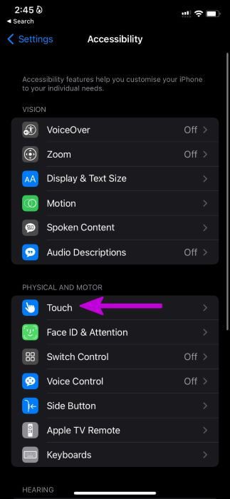 open touch menu  - أفضل 7 طرق لإصلاح عدم عمل لقطات الشاشة على iPhone