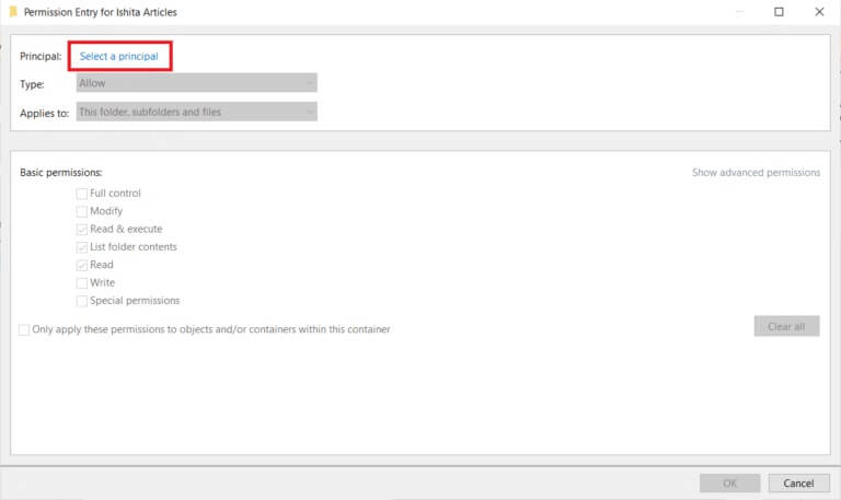 permission-entries-window-for-the-selected-user-768x457-1 كيفية تغيير أذونات الملفات في نظام التشغيل Windows 10