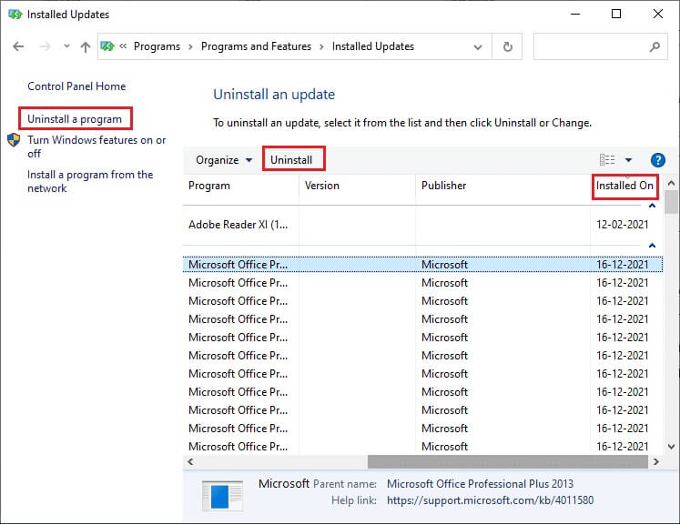programs-and-features-window-with-uninstall-a-prog إصلاح خطأ 0x8007000d في تحديث Windows