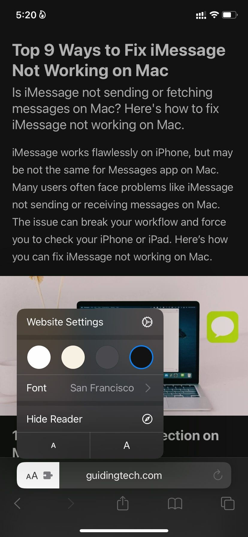 reader-mode-settings-Request-Desktop-Site-on-Safari-on-iPhone-and-iPad كيفية طلب موقع سطح المكتب على Safari على iPhone و iPad