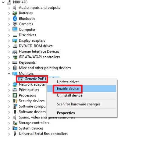 right-click-on-generic-pnp-monitor-and-select-enab إصلاح عدم عمل سطوع Windows 10