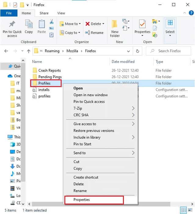 right-click-on-profiles-folder-and-select-properti إصلاح Firefox قيد التشغيل بالفعل