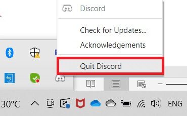 right-click-on-the-discord-icon-in-the-system-tray كيفية إصلاح مشكلة تأخر مشاركة شاشة Discord