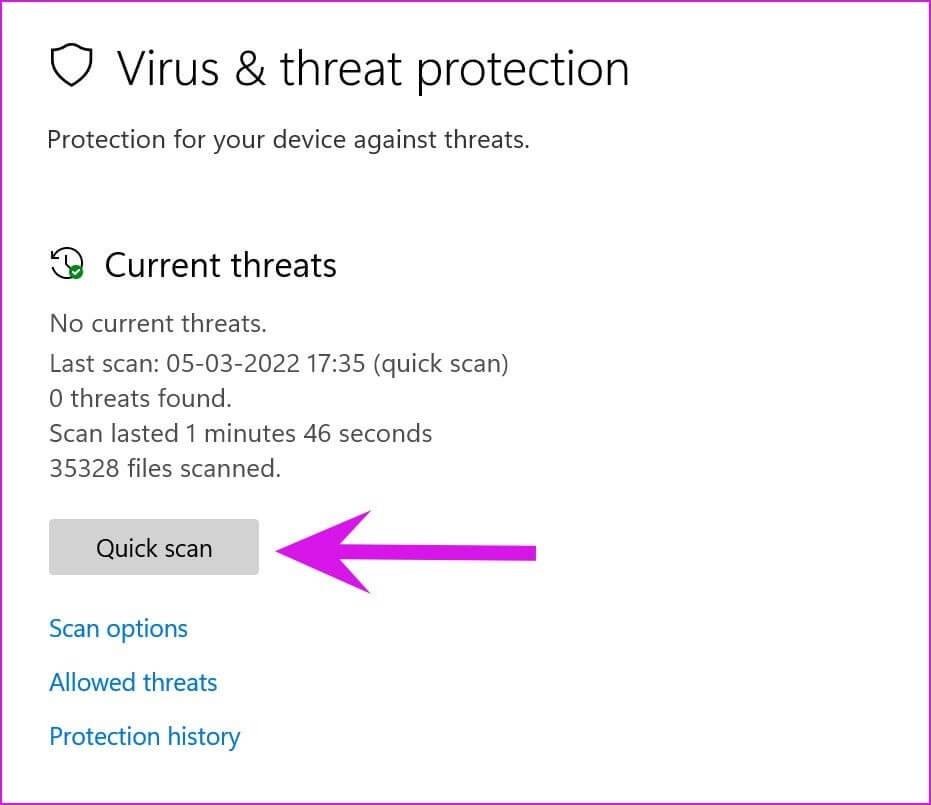 run-quick-scan-fix-mail-app-not-working-on-windows-11 أهم 8 طرق لإصلاح عدم عمل البريد والتقويم على Windows 11