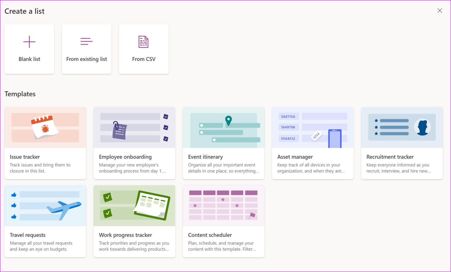 select-a-template-microsoft-lists-tips-1536x926-1 أفضل 10 نصائح وحيل في قوائم Microsoft لاستخدامها بكفاءة