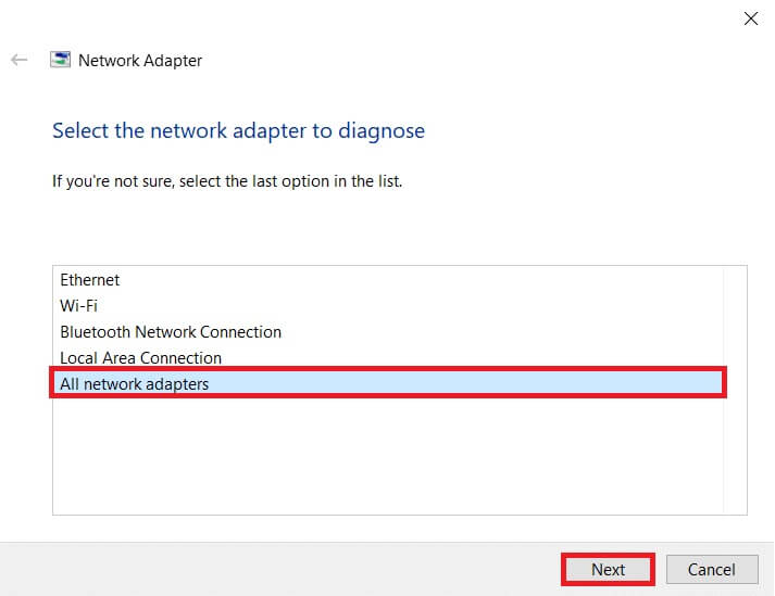 select-all-network-adapters-and-click-next-1-1 كيفية إصلاح مشكلة تأخر مشاركة شاشة Discord