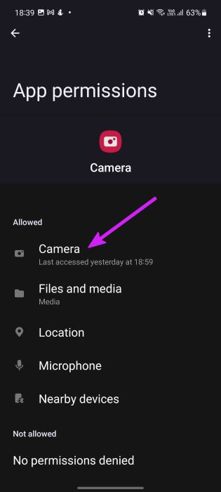 select-camera-permission أفضل 9 طرق لإصلاح خطأ فشل الكاميرا في هواتف Samsung Galaxy