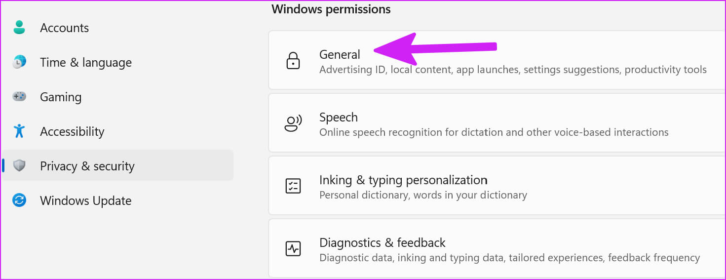 select-general-menu أفضل 7 طرق لإصلاح رسالة الخطأ "نحتاج إلى إصلاح حسابك" على Windows 11