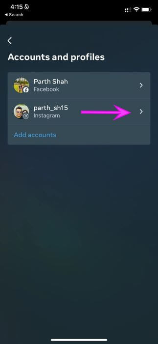 select-instagram-account-Cant-Share-My-Facebook-Post-to-Instagram إصلاح عدم مشاركة منشورات Facebook على Instagram