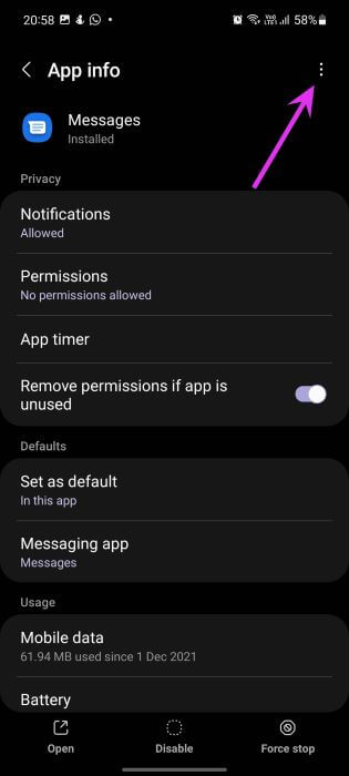 select-more-menu-in-messages أفضل 10 طرق لإصلاح عدم عمل تطبيق رسائل Android