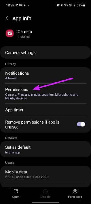 select-permissions-fix-camera-failed-on-samsung أفضل 9 طرق لإصلاح خطأ فشل الكاميرا في هواتف Samsung Galaxy