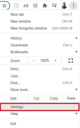select-the-settings-option كيفية تغيير Chrome كمتصفح افتراضي
