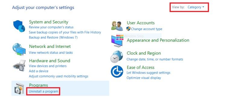 set-the-view-by-as-category-and-click-uninstall-a-6-768x335-1 إصلاح خطأ تغيير شبكة Microsoft Edge في Windows 10
