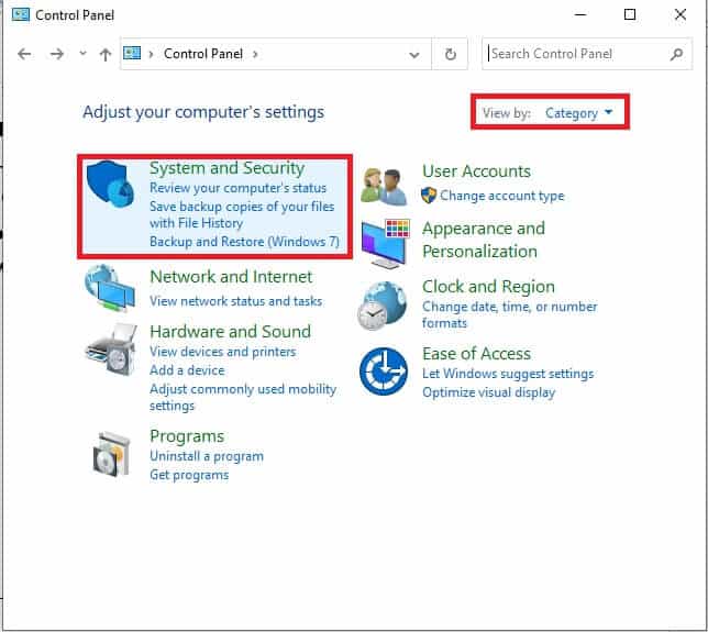 set-the-view-by-as-category-and-select-system-and كيفية إصلاح مشكلة تأخر مشاركة شاشة Discord