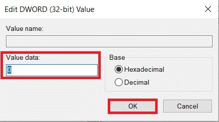set-value-data-as-0-in-Edit-DWORD-value-string-1 إصلاح عدم عمل سطوع Windows 10