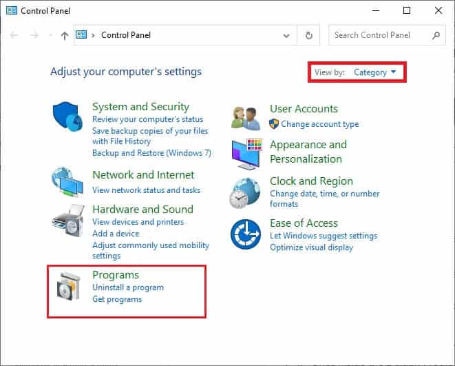 set-view-by-as-category-click-on-programs كيفية تغيير Chrome كمتصفح افتراضي