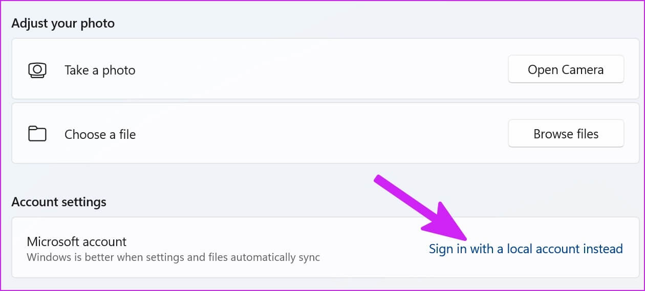 sign-in-with-local-account أفضل 7 طرق لإصلاح رسالة الخطأ "نحتاج إلى إصلاح حسابك" على Windows 11
