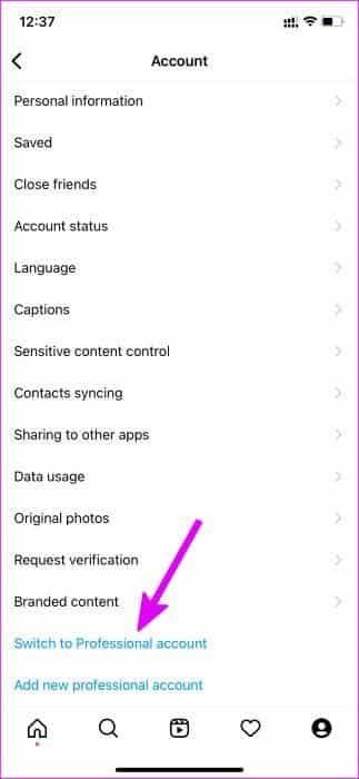 switch-to-personal-account-in-instagram-fix-instagram-add-yours-sticker-not-working أفضل 7 طرق لإصلاح عدم عمل إضافة ملصق Instagram