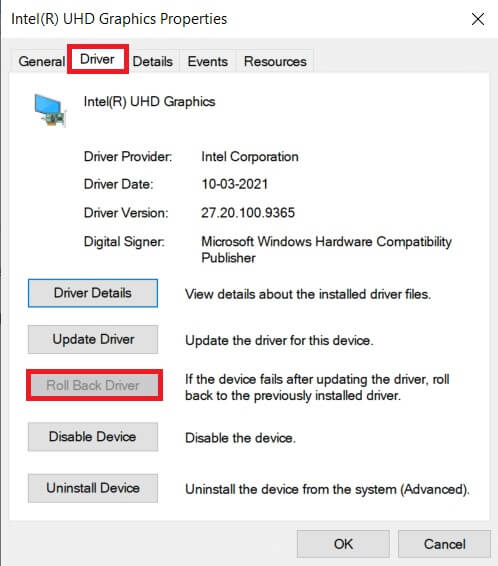 switch-to-the-driver-tab-and-select-roll-back-driv-10 إصلاح خطأ مستوى 10.0 لميزة DX11