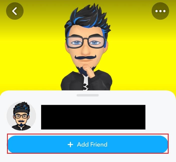 tap-add-friend-below-the-user-profile- كيفية المتابعة على Snapchat