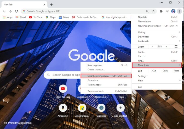 tap-on-More-tools-and-select-clear-browsing-data كيفية إلغاء تثبيت Chromium على Windows 10