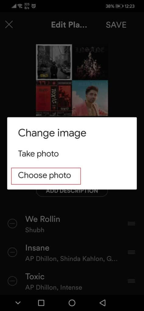 tap-on-choose-photo-to-change-image-of-spotify-playlist-Honor-Play-Android-473x1024-1 كيفية تغيير صورة قائمة تشغيل Spotify