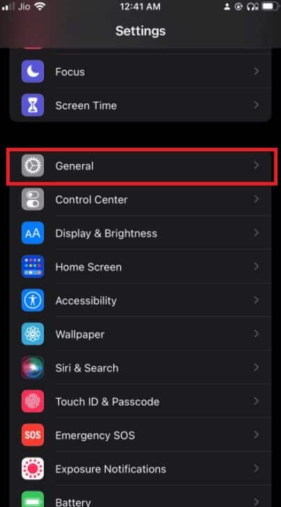tap-on-general إصلاح خطأ فشل التحقق عند الاتصال بخادم معرف Apple