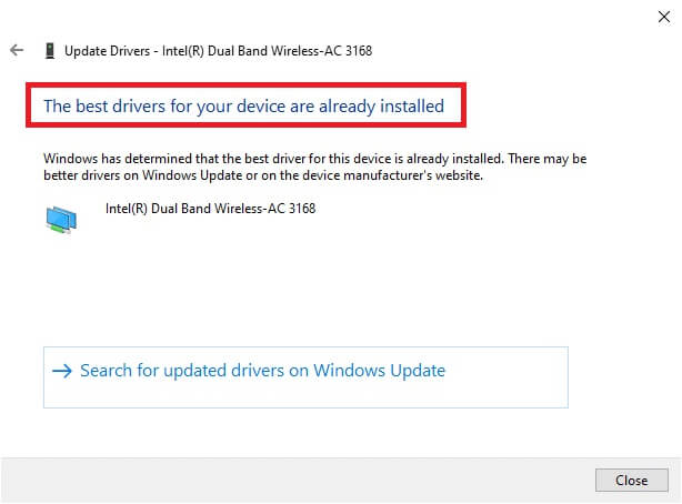 the-best-driver-for-your-device-are-already-instal-1 إصلاح خطأ اتصال الشبكة 0x00028002
