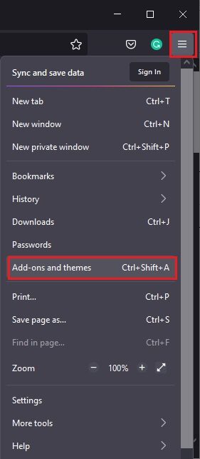 then-select-the-add-ons-and-themes-option إصلاح عدم استجابة Firefox