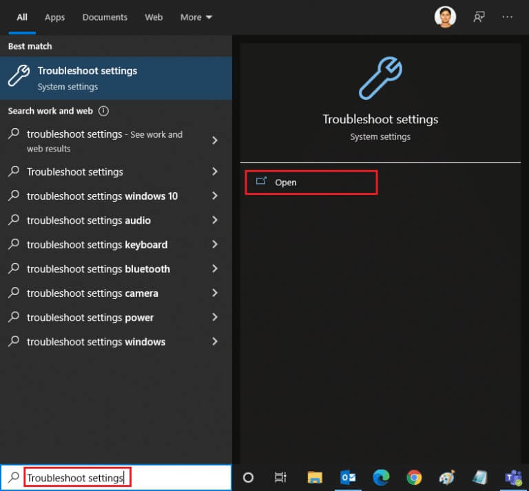 troubleshoot-settings-search-768x713-1 إصلاح الخطأ 0xC00D36D5 لا توجد كاميرات مرفقة في Windows 10