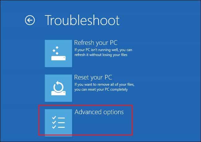 troubleshoot-window-in-advance-startup-1-1 إصلاح خطأ 0x8007000d في تحديث Windows