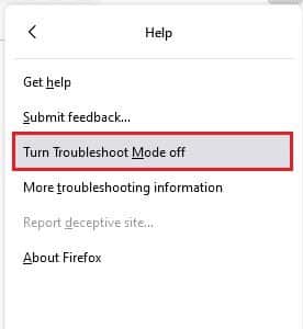 turn-off-troubleshoot-mode إصلاح Firefox قيد التشغيل بالفعل