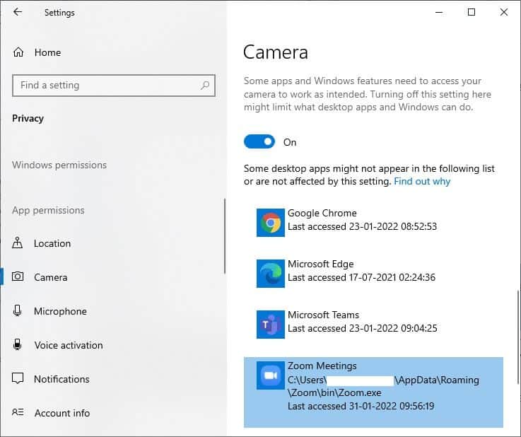 under-he-section-choose-which-microsoft-store-apps إصلاح الخطأ 0xC00D36D5 لا توجد كاميرات مرفقة في Windows 10