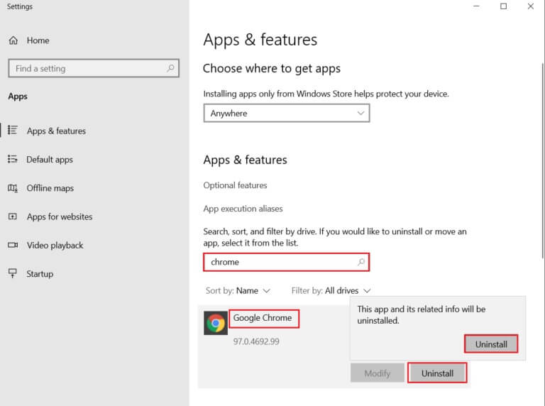 uninstall-Google-Chrome-browser-from-Apps-and-Features-768x572-1 كيفية إلغاء تثبيت Chromium على Windows 10