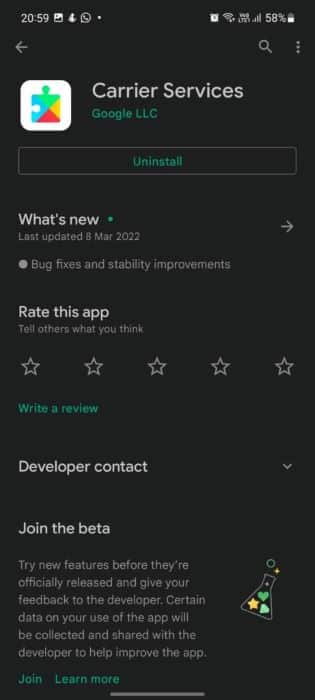 update-carrier-services-461x1024-1 أفضل 10 طرق لإصلاح عدم عمل تطبيق رسائل Android